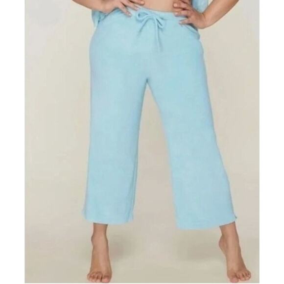 NWT Andie The Crop Pant Yellow/Green Size Small Lounge Terry  Cloth - Picture 8 of 9